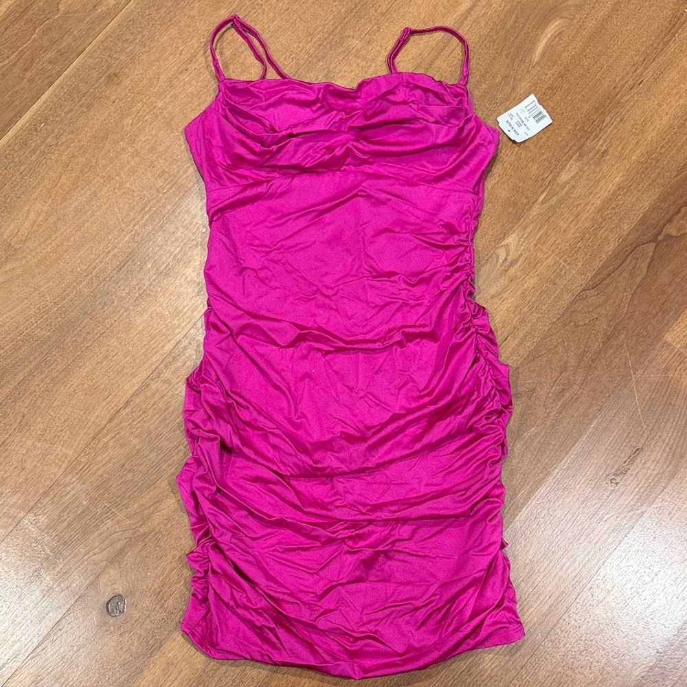 Fuchsia Ruched Spaghetti Strap Dress-the perfect Prom or Homecoming dress  😍💗